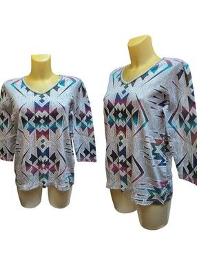 CACTUS BAY Multicolor Aztec Print Top With Rhinestones